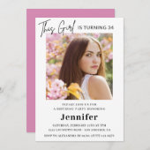 ピエレガントッモダンク写真34歳の誕生日 招待状 (正面/裏面)