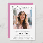 ピエレガントッモダンク写真41歳の誕生日 招待状 (正面/裏面)