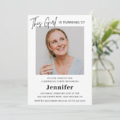 ピエレガントッモダンク写真57歳の誕生日 招待状 (スタンド正面)