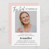 ピエレガントッモダンク写真62歳の誕生日 招待状 (正面/裏面)