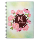 ピエレガントッモダンク牡丹の水色フローラ ノートブック (正面)