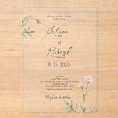 ピエレガントッ素朴クのフローラ結婚ズ アクリル招待状 (正面)