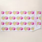 ピエレガントンクと金ゴールドパーソナライズされた ビーチタオル (正面)