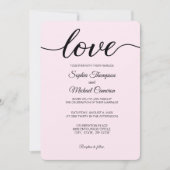 ピエレガントンク·ブラック·アンシンプルド·ホワイト結婚· 招待状 (正面)