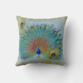 ピエレガントーコックブルーティール(緑がかった色)金箔ココ巻物 クッション (裏面)