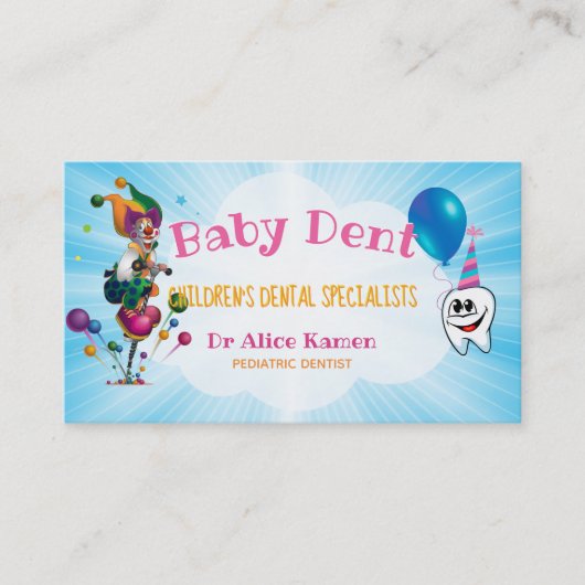 ピエロおもしろいとハッピーティース |小児歯科医 名刺 (正面)