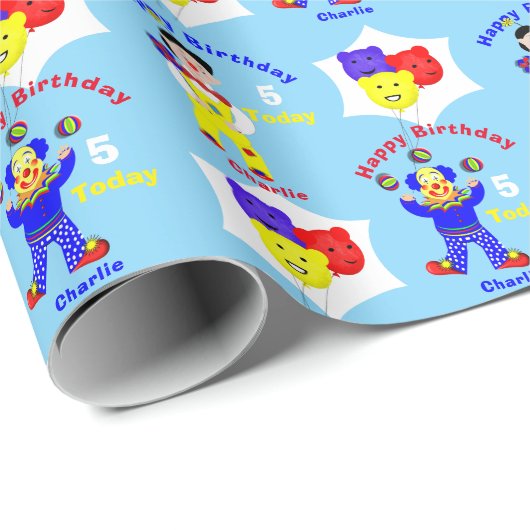 ピエロおもしろいパーソナライズされた子供の誕生日  ラッピングペーパー (ロールコーナー)