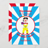 ピエロおもしろい子供の誕生日パーソナライズされたパーティー 招待状 (正面/裏面)