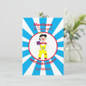 ピエロおもしろい子供の誕生日パーソナライズされたパーティー 招待状 (スタンド正面)