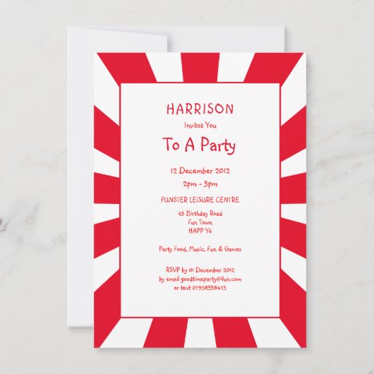 ピエロおもしろい子供の誕生日パーソナライズされたパーティー 招待状 (裏面)