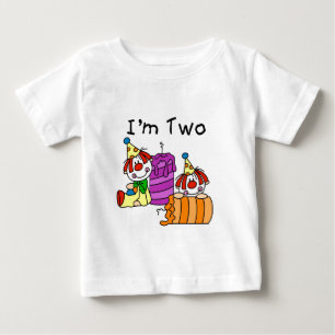 ピエロおよび第2誕生日のTシャツ蝋燭のおよびギフト ベビーTシャツ