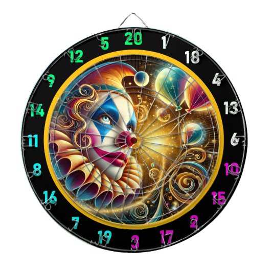 ピエロお洒落顔風船付きダーツボード ダーツボード (正面)