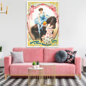 ピエロが馬に乗って女性に花を手渡す キャンバスプリント (インサイチュ (リビング))