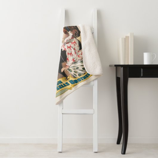 ピエロが馬に乗って女性に花を手渡す シェルパブランケット (インサイチュ)