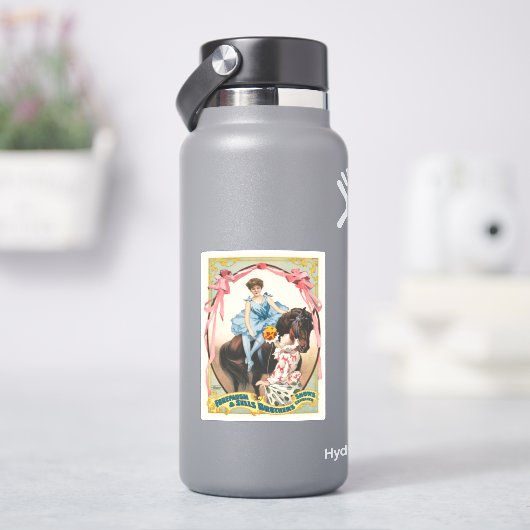 ピエロが馬に乗って女性に花を手渡す シール (HydroFlask)