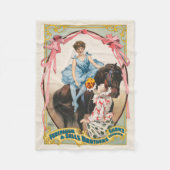 ピエロが馬に乗って女性に花を手渡す フリースブランケット (正面)