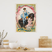 ピエロが馬に乗って女性に花を手渡す ポスター (キッチン)