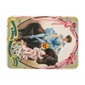 ピエロが馬に乗って女性に花を手渡す マグネット (横)