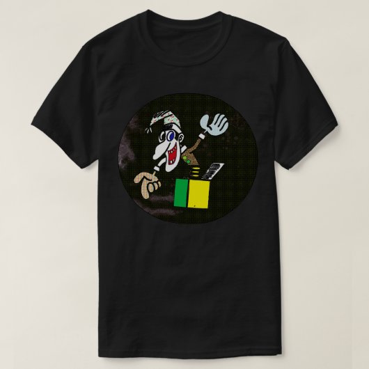 ピエロがTシャツから飛び出す Tシャツ (デザイン正面)