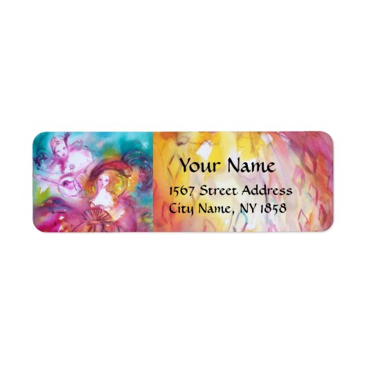 ピエロとアルレチェナのベネチアン仮装マスク ラベル (正面)