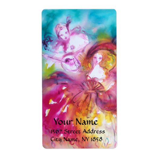 ピエロとアルレチェナのベネチアン仮装マスク ラベル (正面)