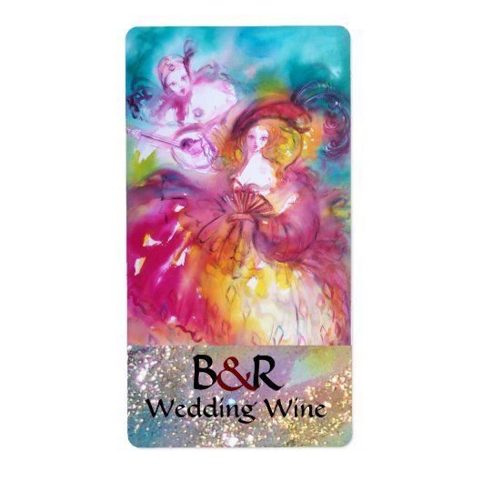 ピエロとアルレチナベネチアンマスク結婚のワイン ラベル (正面)