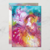 ピエロとアルレッキーナのマーディ・グラスマスクパーティー 招待状 (正面/裏面)