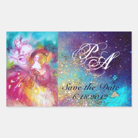 ピエロとアレチナベネチアンカーニバル，モノグラム 長方形シール (正面)