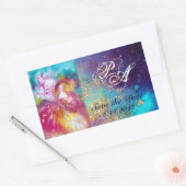 ピエロとアレチナベネチアンカーニバル，モノグラム 長方形シール (封筒)