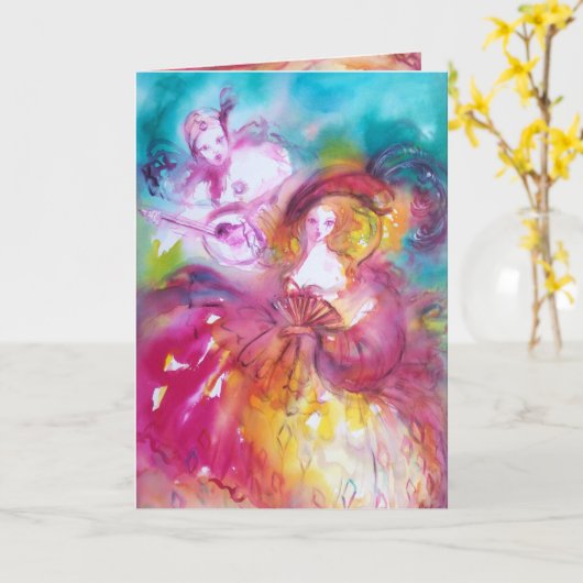 ピエロとアレチナロマンチックな誕生日 カード (黄色い花)