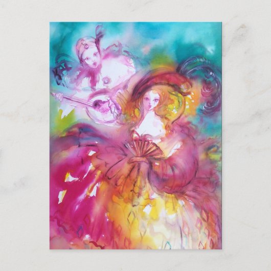 ピエロとアレチナ/ベネチアンマスカレード インビテーションポストカード (正面)