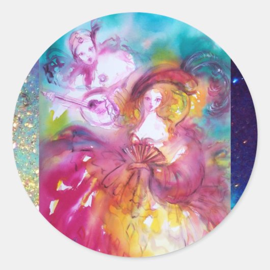 ピエロとアレチナ・ヴェネツィアカーニバル ラウンドシール (正面)