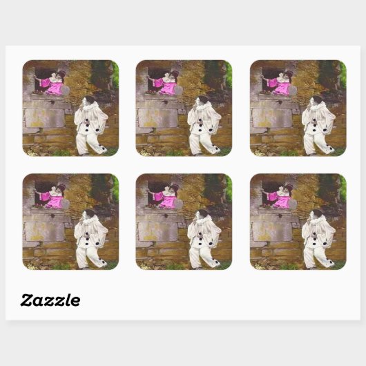 ピエロとオダマキ(植物)シール スクエアシール (シート)