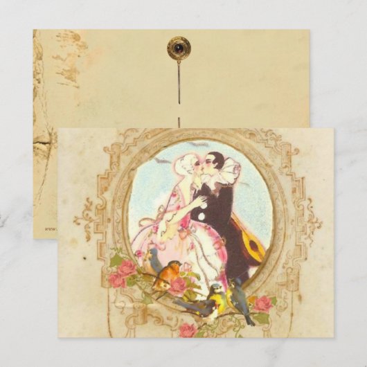 ピエロとオダマキ（植物） ポストカード (正面/裏面)