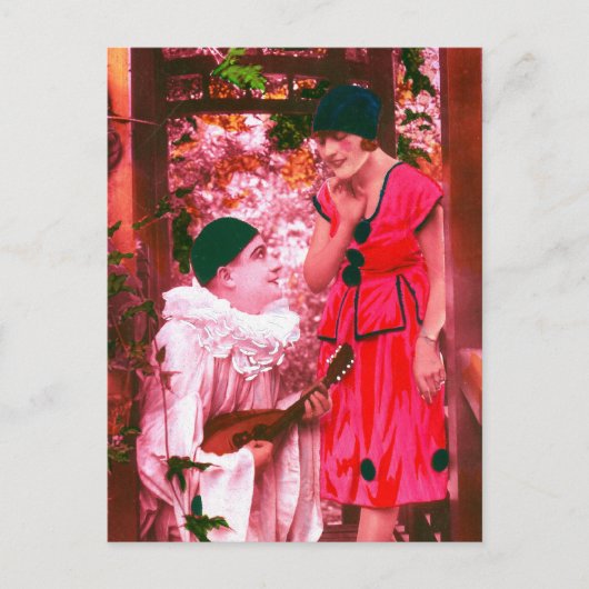 ピエロとオダマキ(植物) ポストカード (正面)