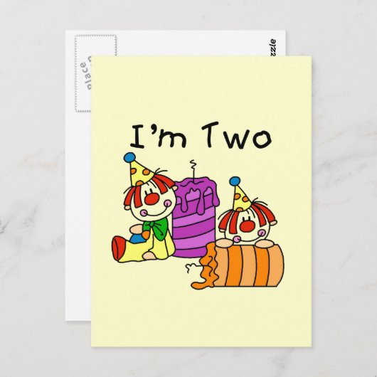 ピエロとキャンドル2nd誕生日Tシャツとギフト ポストカード (正面/裏面)
