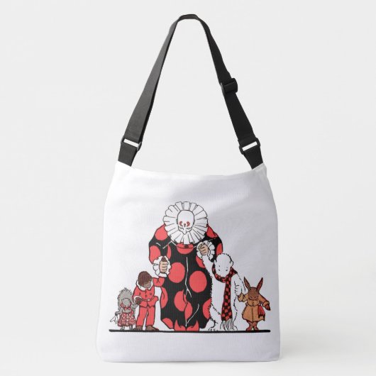 ピエロと友達が弓プリントを取る クロスボディバッグ (正面)