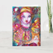 ピエロと猫 / ヴェネツィアの仮面舞踏会マスク カード (正面)