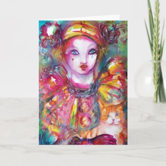 ピエロと猫 / ヴェネツィアの仮面舞踏会マスク カード (正面)