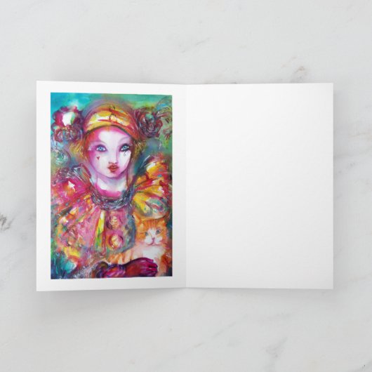 ピエロと猫 / ヴェネツィアの仮面舞踏会マスク カード (内部)