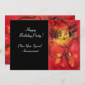 ピエロと赤いリボン、黒い黄色 招待状 (正面/裏面)