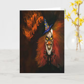 ピエロのハロウィン恐いカード カード (黄色い花)