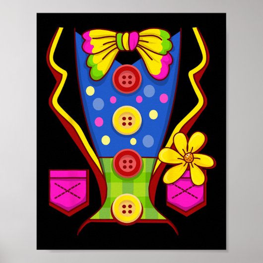 ピエロの子供へ衣装の男性の女性 – ハロウィーンの衣装 ポスター (正面)