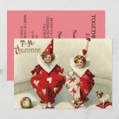 ピエロの子供 犬 ボール ハート ウェディング インビテーション (正面/裏面)