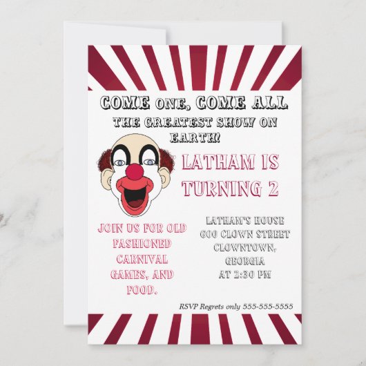 ピエロの招待状 招待状 (正面)