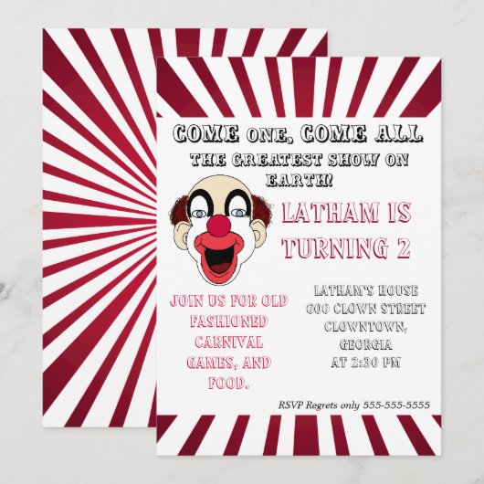 ピエロの招待状 招待状 (正面/裏面)