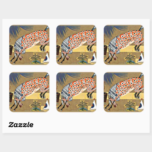 ピエロの素晴らし馬絵画や スクエアシール (シート)