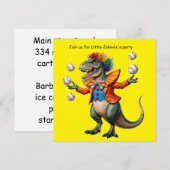 ピエロの衣装を着たTレックスをジャグリング 招待状 (正面/裏面)