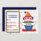 ピエロの誕生日パーティー招待状 招待状 (正面/裏面)