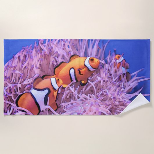 ピエロの青い海 ビーチタオル (正面)